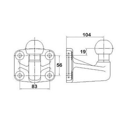 Rotule standard 4 trous Trous 83 x 56 mm